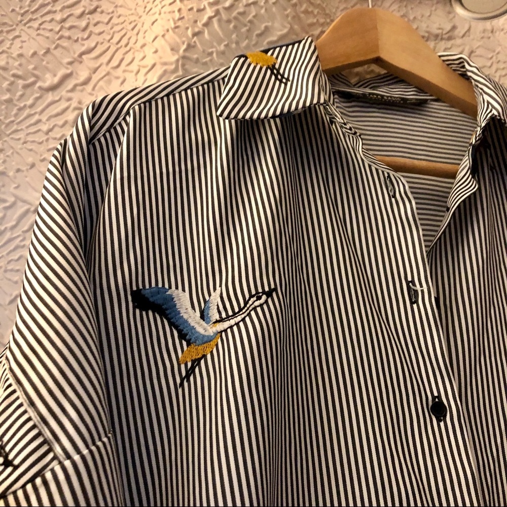 Zara Embroidered oversized blouse